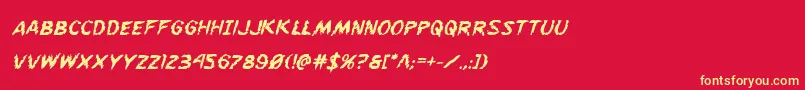 フォントFlesheatingboldital – 黄色の文字、赤い背景