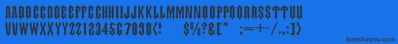 JudascapsWd-Schriftart – Schwarze Schriften auf blauem Hintergrund