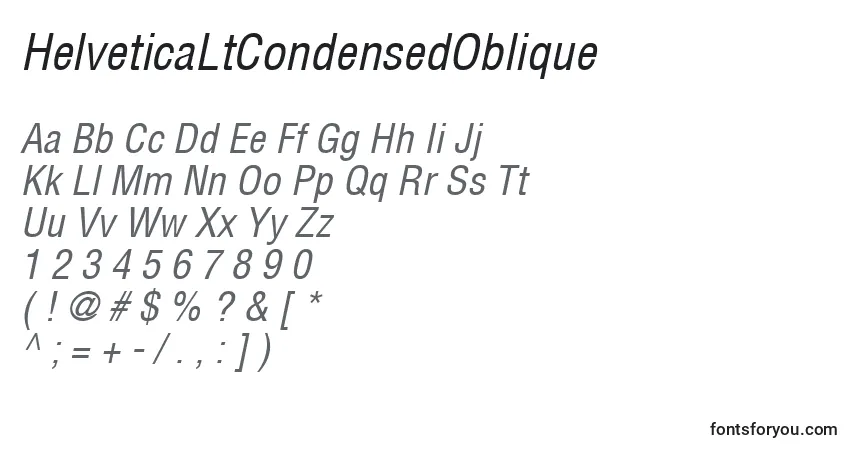 Schriftart HelveticaLtCondensedOblique – Alphabet, Zahlen, spezielle Symbole