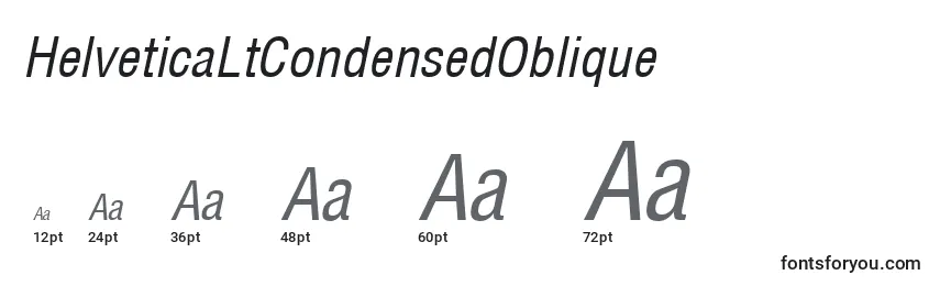 Größen der Schriftart HelveticaLtCondensedOblique