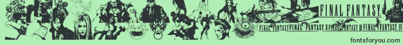 FinalFantasyElements Font – Black Fonts on Green Background