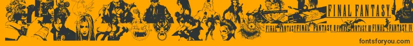 Czcionka FinalFantasyElements – czarne czcionki na pomarańczowym tle