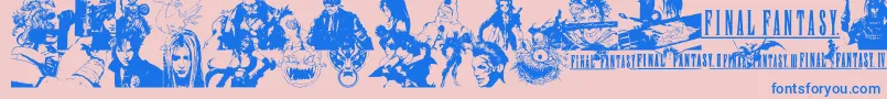 FinalFantasyElements Font – Blue Fonts on Pink Background