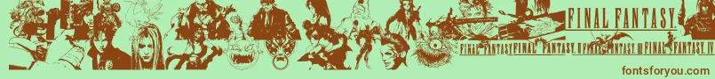FinalFantasyElements Font – Brown Fonts on Green Background