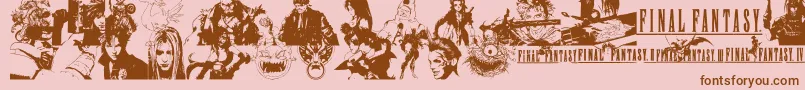 フォントFinalFantasyElements – ピンクの背景に茶色のフォント