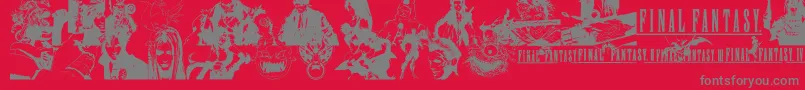 FinalFantasyElements-Schriftart – Graue Schriften auf rotem Hintergrund