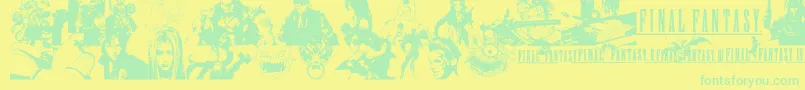 FinalFantasyElements-Schriftart – Grüne Schriften auf gelbem Hintergrund