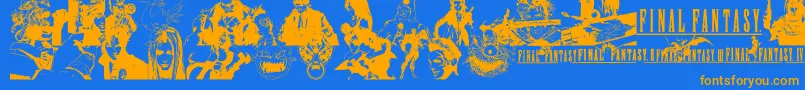 FinalFantasyElements Font – Orange Fonts on Blue Background