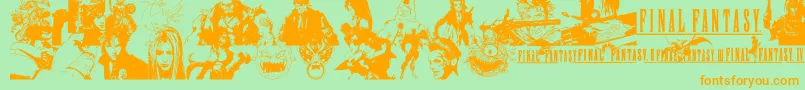 FinalFantasyElements Font – Orange Fonts on Green Background