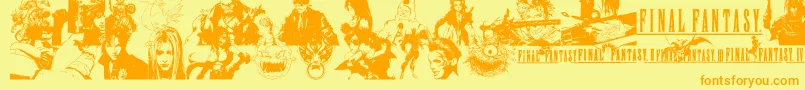 FinalFantasyElements Font – Orange Fonts on Yellow Background