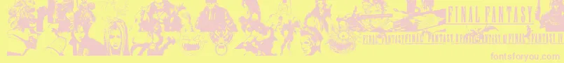 FinalFantasyElements Font – Pink Fonts on Yellow Background
