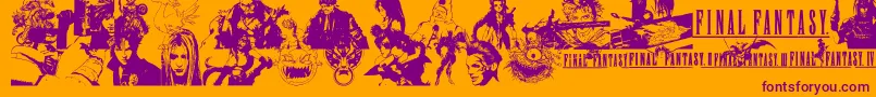 FinalFantasyElements Font – Purple Fonts on Orange Background