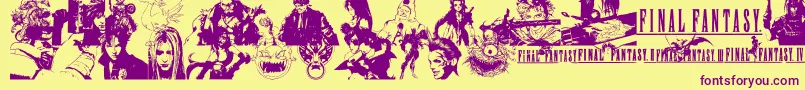 FinalFantasyElements Font – Purple Fonts on Yellow Background