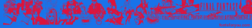 FinalFantasyElements-Schriftart – Rote Schriften auf blauem Hintergrund