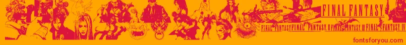 FinalFantasyElements Font – Red Fonts on Orange Background