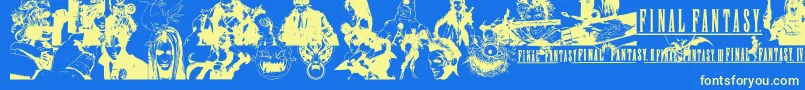 Fonte FinalFantasyElements – fontes amarelas em um fundo azul