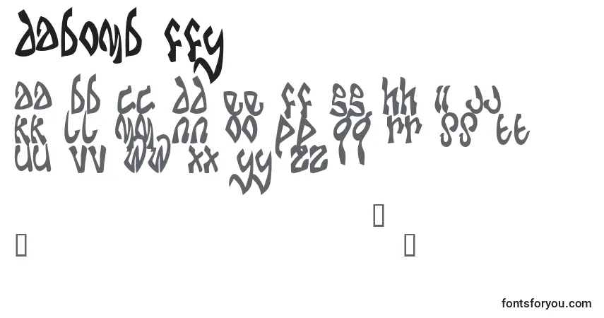 A fonte Dabomb ffy – alfabeto, números, caracteres especiais