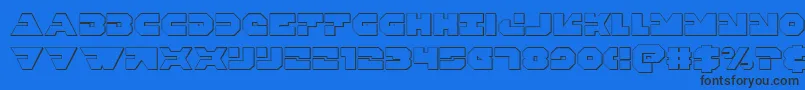 Czcionka Triggerman3D – czarne czcionki na niebieskim tle