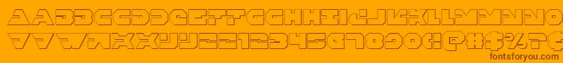 Triggerman3D-Schriftart – Braune Schriften auf orangefarbenem Hintergrund