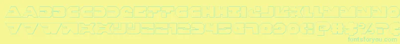 Triggerman3D-Schriftart – Grüne Schriften auf gelbem Hintergrund