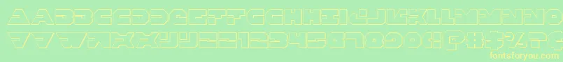 Triggerman3D-Schriftart – Gelbe Schriften auf grünem Hintergrund