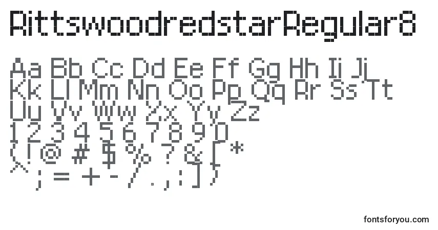 RittswoodredstarRegular8-fontti – aakkoset, numerot, erikoismerkit