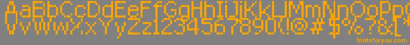 フォントRittswoodredstarRegular8 – オレンジの文字は灰色の背景にあります。