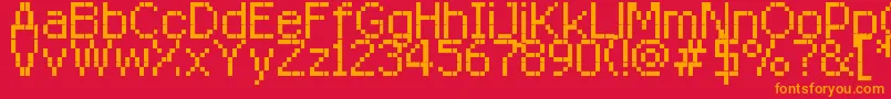 フォントRittswoodredstarRegular8 – 赤い背景にオレンジの文字