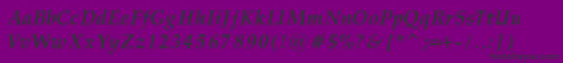 PalatinoBoldItalicRegular-fontti – mustat fontit violetilla taustalla