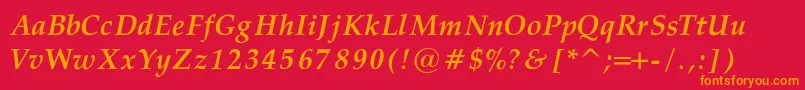 PalatinoBoldItalicRegular Font – Orange Fonts on Red Background