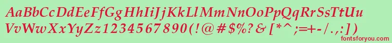 PalatinoBoldItalicRegular Font – Red Fonts on Green Background