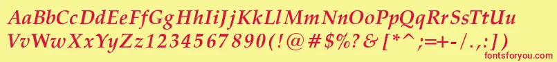 PalatinoBoldItalicRegular Font – Red Fonts on Yellow Background