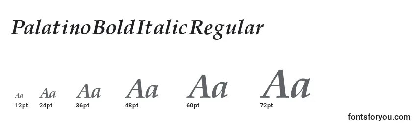 PalatinoBoldItalicRegular Font Sizes