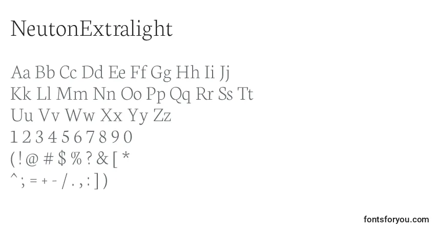 Шрифт NeutonExtralight – алфавит, цифры, специальные символы