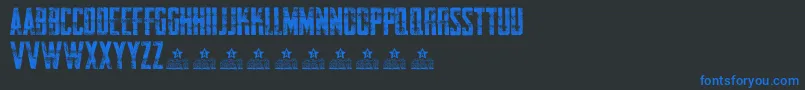 フォントAwakenningSteelPersonalUse – 黒い背景に青い文字