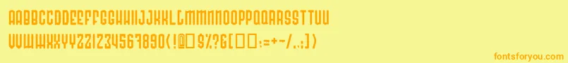 フォントRadocn – オレンジの文字が黄色の背景にあります。