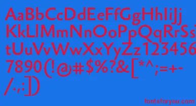 SebastianlightucfBold font – Red Fonts On Blue Background