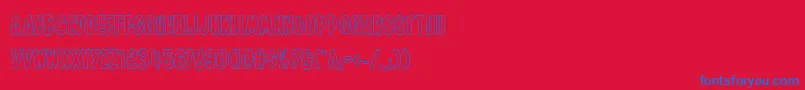 Inhouseeditionout-Schriftart – Blaue Schriften auf rotem Hintergrund