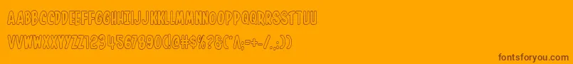Inhouseeditionout-Schriftart – Braune Schriften auf orangefarbenem Hintergrund