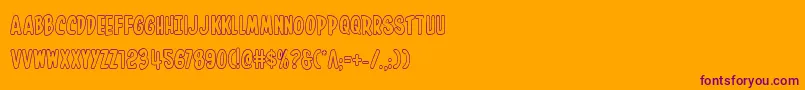 Inhouseeditionout-Schriftart – Violette Schriften auf orangefarbenem Hintergrund