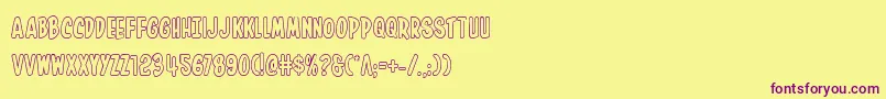 Fonte Inhouseeditionout – fontes roxas em um fundo amarelo