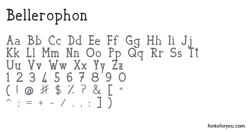 Czcionka Bellerophon – alfabet, cyfry, specjalne znaki