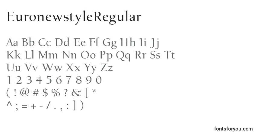 Czcionka EuronewstyleRegular – alfabet, cyfry, specjalne znaki