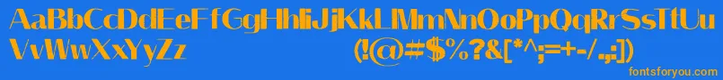 フォントLeilaniPersonalUseOnly – オレンジ色の文字が青い背景にあります。