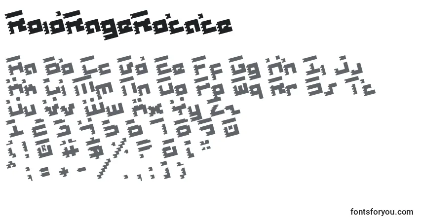 Czcionka RoidRageRotate – alfabet, cyfry, specjalne znaki