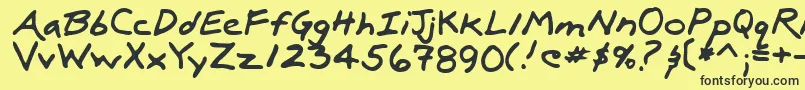 LuxRegular-fontti – mustat fontit keltaisella taustalla