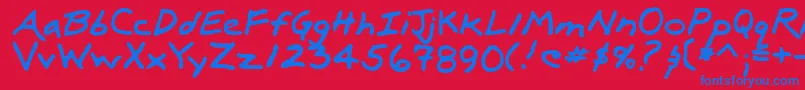 LuxRegular Font – Blue Fonts on Red Background