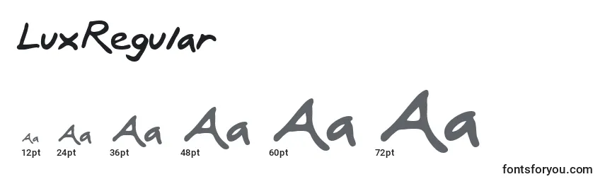 LuxRegular Font Sizes