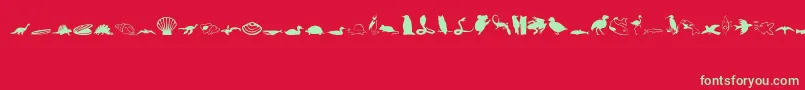 Шрифт Animals1 – зелёные шрифты на красном фоне