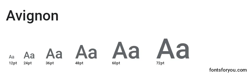 Размеры шрифта Avignon